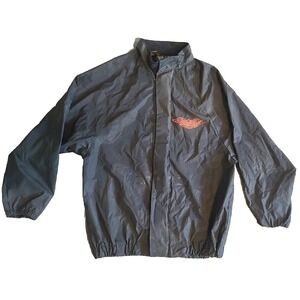 Harley Davidson PVC Rain Jacket Mens Size Small S Black Suit Windbreaker